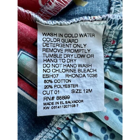 Eleanor Rose School Days Blue Red Sleeveless Ruffle Mixed Print Rhonda Dress 12M - Picture 6 of 8